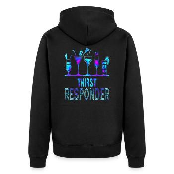 Thirst Responder Bartender T Shirt - Unisex Premium Bio Zip Hoodie - Schwarz - Hinten - Nico (187cm)