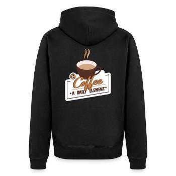 Coffee Caffeine Café Espresso Cappuccino T Shirt - Unisex Premium Bio Zip Hoodie - Schwarz - Hinten - Nico (187cm)