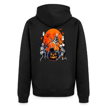 Skeleton Dancing Halloween Guitar T Shirt - Unisex Premium Organic Zip Hoodie - black - Back - Nico (187cm)