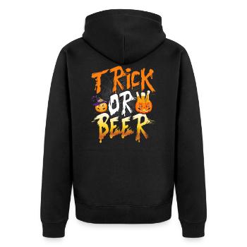 Halloween Trick Or Beer - Unisex Premium Organic Zip Hoodie - black - Back - Nico (187cm)