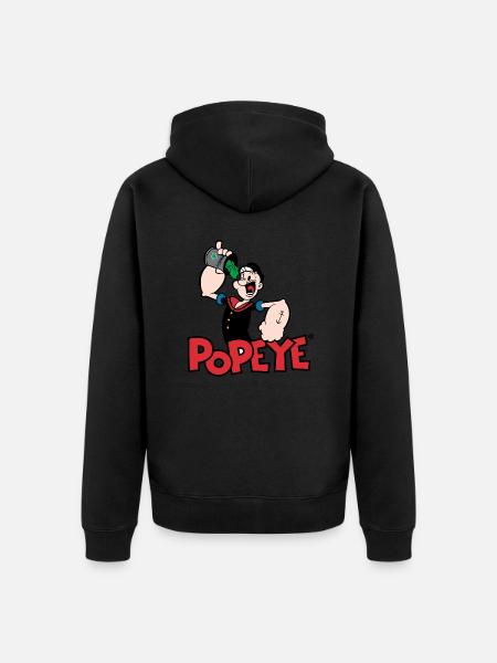 Popeye Isst Spinat Logo - Unisex Premium Bio Zip Hoodie - Schwarz