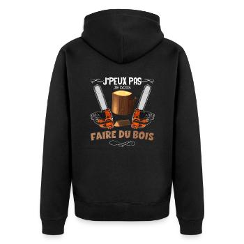 Le Bois Me Plaît Humour Tronçonneuse - Veste à capuche bio Premium Unisexe - noir - Dos - Nico (187cm)