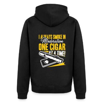 Cigar Smoking One Cigar At A Time - Unisex Premium Organic Zip Hoodie - black - Back - Nico (187cm)