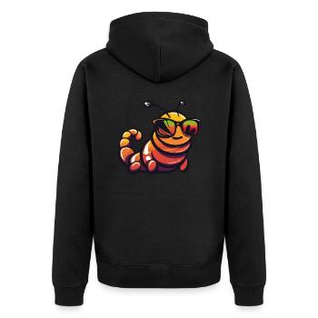 Wurm Cool Comic - Unisex Premium Bio Zip Hoodie - Schwarz - Hinten - Nico (187cm)