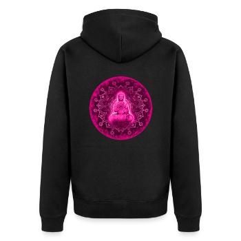 Buddha - Unisex Premium Bio Zip Hoodie - Schwarz - Hinten - Nico (187cm)