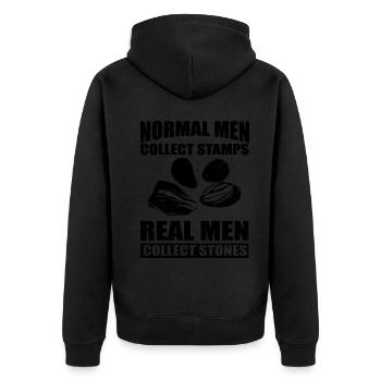 Steine Sammeln | Steinsammler Geologe Geschenkidee - Unisex Premium Bio Zip Hoodie - Schwarz - Hinten - Nico (187cm)