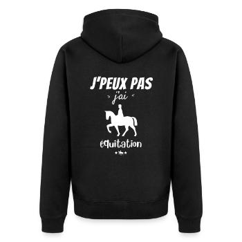 Ich kann nicht reiten - Unisex Premium Bio Zip Hoodie - Schwarz - Hinten - Nico (187cm)