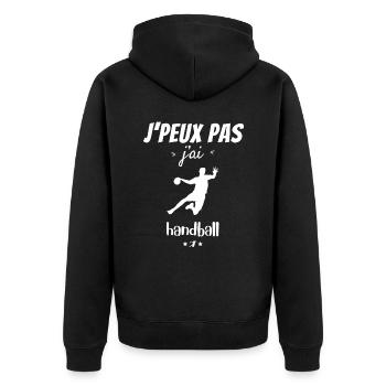 I can't I have handball - Unisex Premium Organic Zip Hoodie - black - Back - Nico (187cm)