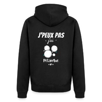 Petanque Passion - Unisex Premium Organic Zip Hoodie - black - Back - Nico (187cm)