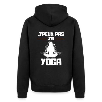 J'Peux pas j'ai Yoga - Veste à capuche bio Premium Unisexe - noir - Dos - Nico (187cm)