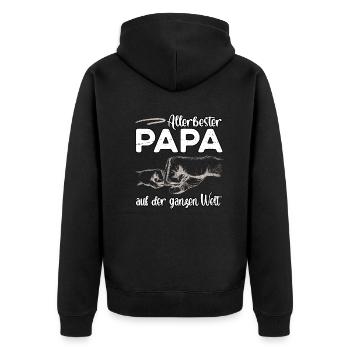 Allerbester Papa - Unisex Premium Bio Zip Hoodie - Schwarz - Hinten - Nico (187cm)