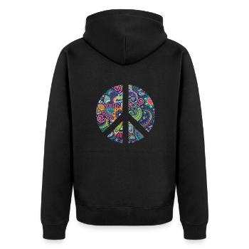 Rétro Design Signe de paix Signe de paix - Veste à capuche bio Premium Unisexe - noir - Dos - Nico (187cm)