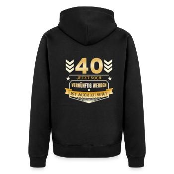 40. Geburtstag - Unisex Premium Bio Zip Hoodie - Schwarz - Hinten - Nico (187cm)