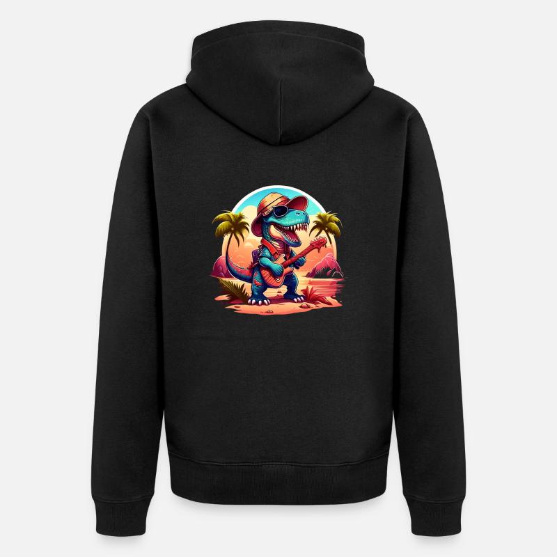 funky t-rex - Unisex Premium Bio Zip Hoodie - Schwarz