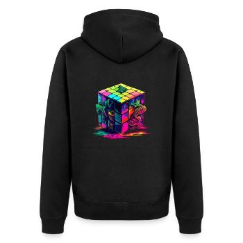 cube - Unisex Premium Bio Zip Hoodie - Schwarz - Hinten - Nico (187cm)