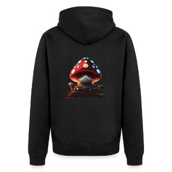 mad mushroom - Unisex Premium Bio Zip Hoodie - Schwarz - Hinten - Nico (187cm)