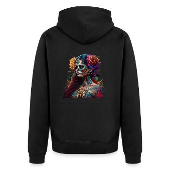 dia de muertos - Unisex Premium Bio Zip Hoodie - Schwarz - Hinten - Nico (187cm)