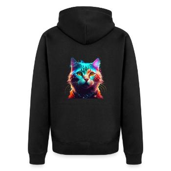 Cat Colorful - Unisex Premium Organic Zip Hoodie - black - Back - Nico (187cm)