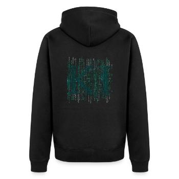 KI - Unisex Premium Bio Zip Hoodie - Schwarz - Hinten - Nico (187cm)