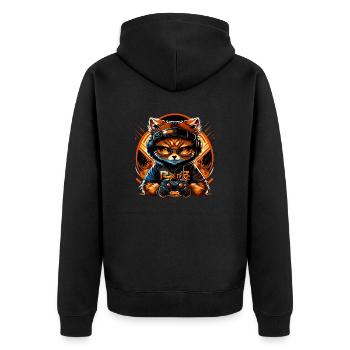 gaming cat - Unisex Premium Bio Zip Hoodie - Schwarz - Hinten - Nico (187cm)