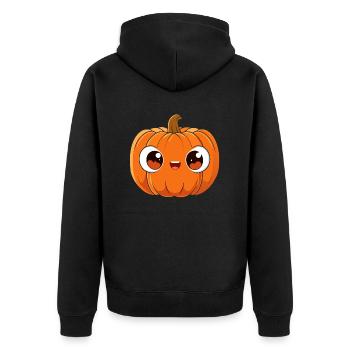 cute pumpkin - Unisex Premium Organic Zip Hoodie - black - Back - Nico (187cm)