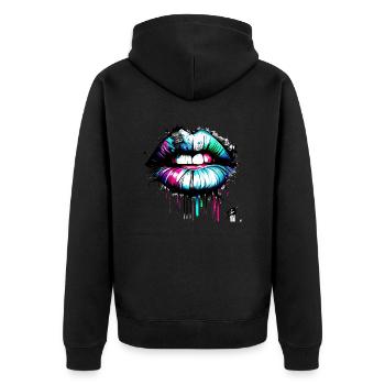 Lips Graffiti Style - Unisex Premium Organic Zip Hoodie - black - Back - Nico (187cm)