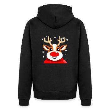 reindeer - Unisex Premium Bio Zip Hoodie - Schwarz - Hinten - Nico (187cm)
