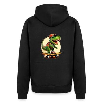 happy skating rex - Unisex Premium Bio Zip Hoodie - Schwarz - Hinten - Nico (187cm)