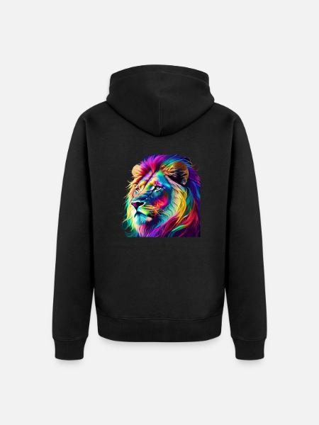 Lion Portrait - Unisex Premium Organic Zip Hoodie - black