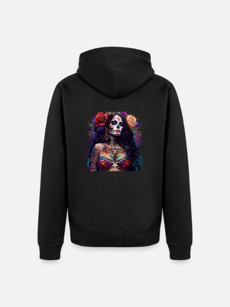 pretty dia de muertos - Unisex Premium Organic Zip Hoodie - black