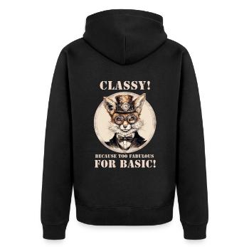 Steampunk Fox - Unisex Premium Organic Zip Hoodie - black - Back - Nico (187cm)