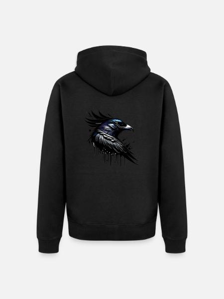 Crow - Unisex Premium Organic Zip Hoodie - black