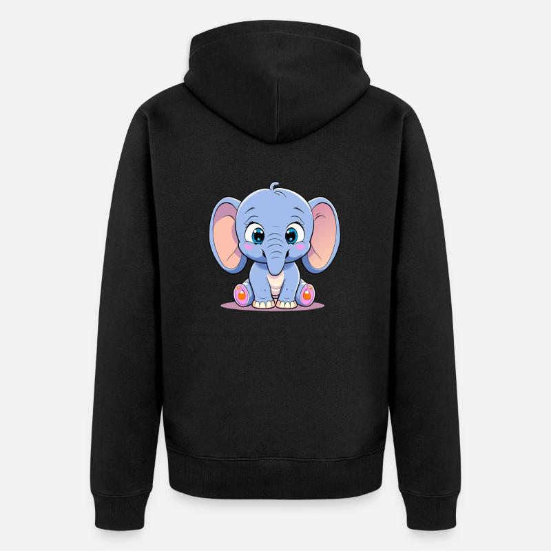 éléphant mignon - Veste à capuche bio Premium Unisexe - noir