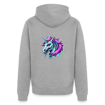 Mauvaise licorne - Veste à capuche bio Premium Unisexe - gris chiné - Dos - Nico (187cm)