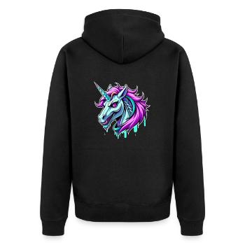 Bad Unicorn - Unisex Premium Organic Zip Hoodie - black - Back - Nico (187cm)