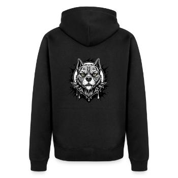 bulldogge black and white - Unisex Premium Bio Zip Hoodie - Schwarz - Hinten - Nico (187cm)