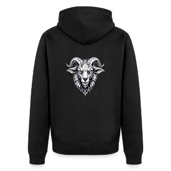 goat black and wihte - Unisex Premium Bio Zip Hoodie - Schwarz - Hinten - Nico (187cm)