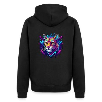 panther - Unisex Premium Bio Zip Hoodie - Schwarz - Hinten - Nico (187cm)