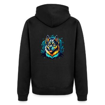 German Shepherd - Unisex Premium Organic Zip Hoodie - black - Back - Nico (187cm)