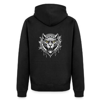 eye of the tiger - Unisex Premium Bio Zip Hoodie - Schwarz - Hinten - Nico (187cm)