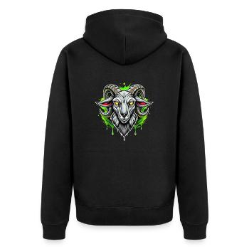 Ziege - Unisex Premium Bio Zip Hoodie - Schwarz - Hinten - Nico (187cm)