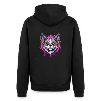 chihuahua purple - Unisex Premium Bio Zip Hoodie - Schwarz - Hinten - Nico (187cm)