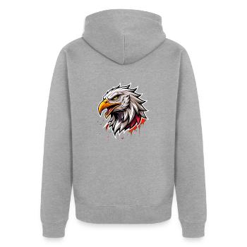 eagle head - Unisex Premium Organic Zip Hoodie - heather grey - Back - Nico (187cm)