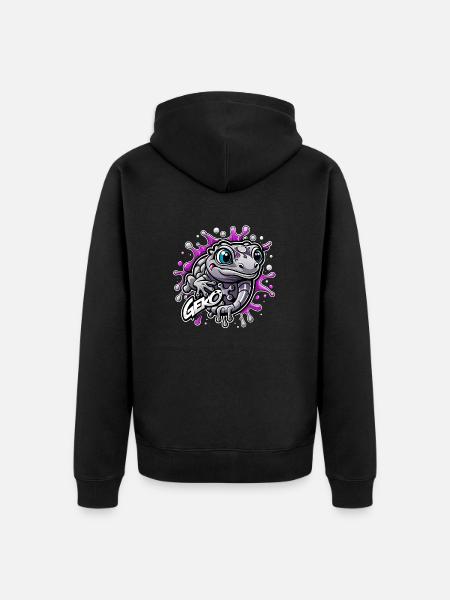 geko - Unisex Premium Bio Zip Hoodie - Schwarz