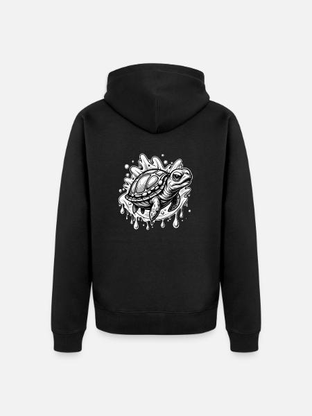 turtle black and white - Unisex Premium Organic Zip Hoodie - black