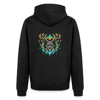 Old Deer - Unisex Premium Organic Zip Hoodie - black - Back - Nico (187cm)