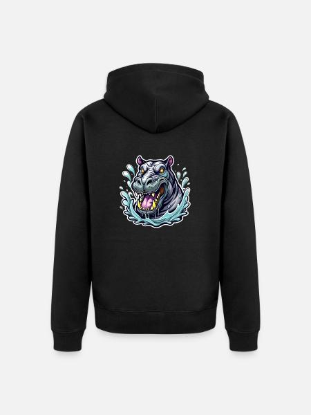 hippopotamus - Unisex Premium Organic Zip Hoodie - black