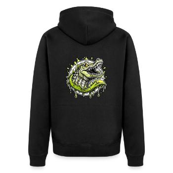 crocodile - Unisex Premium Bio Zip Hoodie - Schwarz - Hinten - Nico (187cm)
