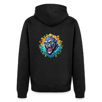 Affe - Unisex Premium Bio Zip Hoodie - Schwarz - Hinten - Nico (187cm)