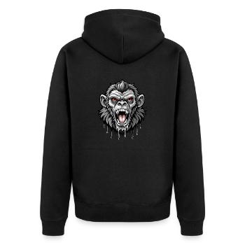 Affenkopf - Unisex Premium Bio Zip Hoodie - Schwarz - Hinten - Nico (187cm)